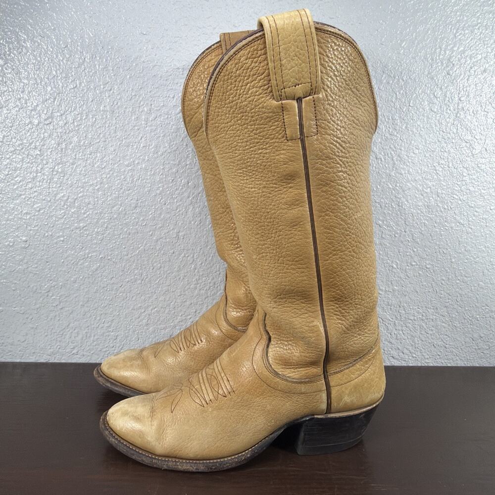 Olathe Western Cowboy Boots Men’s Size 7 C Tan Leather 4056